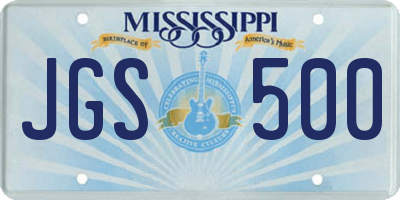 MS license plate JGS500