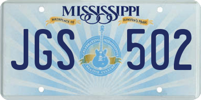 MS license plate JGS502