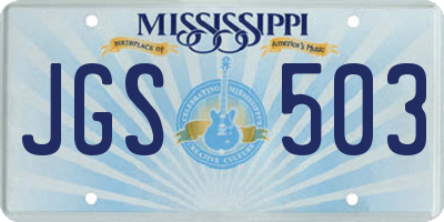 MS license plate JGS503