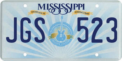 MS license plate JGS523