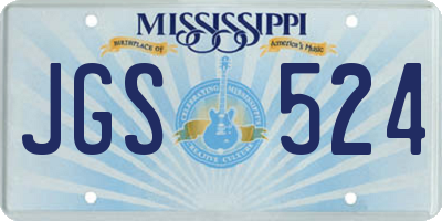 MS license plate JGS524