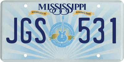 MS license plate JGS531