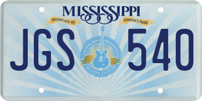 MS license plate JGS540