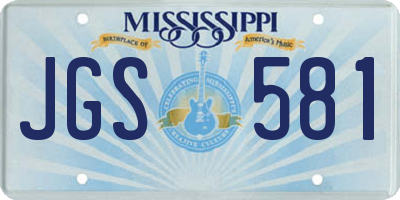 MS license plate JGS581