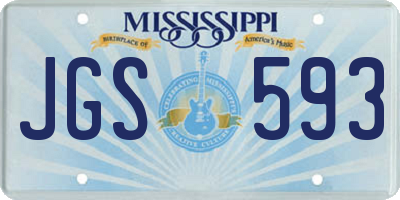 MS license plate JGS593