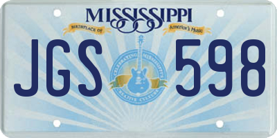 MS license plate JGS598