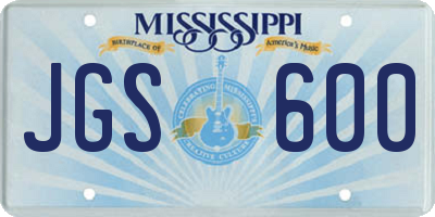MS license plate JGS600