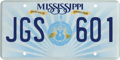 MS license plate JGS601