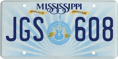 MS license plate JGS608