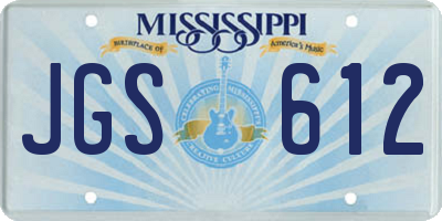 MS license plate JGS612