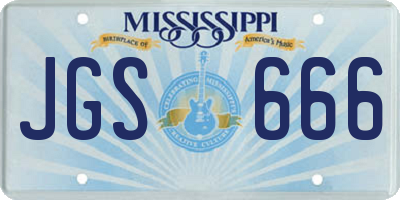 MS license plate JGS666
