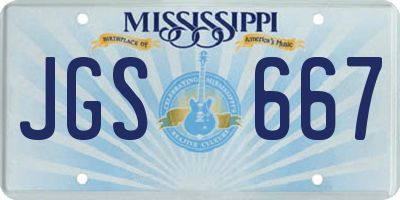 MS license plate JGS667