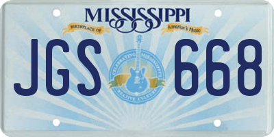 MS license plate JGS668