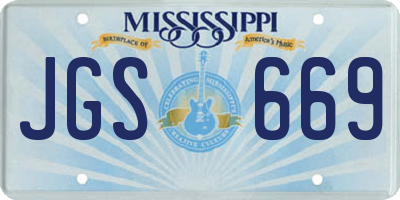 MS license plate JGS669
