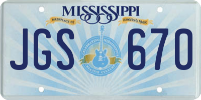 MS license plate JGS670