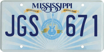 MS license plate JGS671