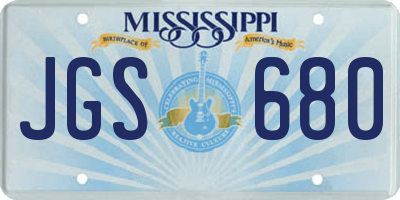 MS license plate JGS680