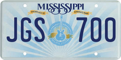 MS license plate JGS700
