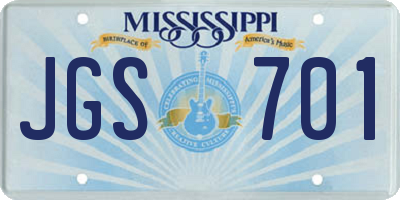 MS license plate JGS701