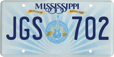 MS license plate JGS702
