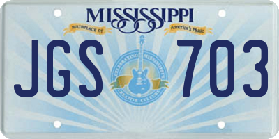 MS license plate JGS703