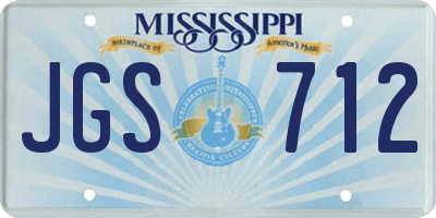 MS license plate JGS712