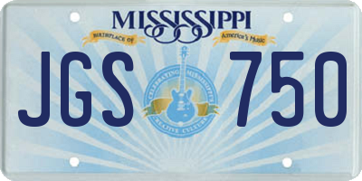 MS license plate JGS750