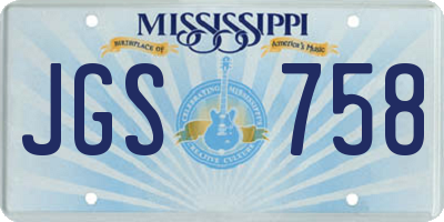 MS license plate JGS758