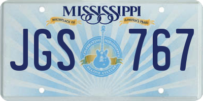 MS license plate JGS767