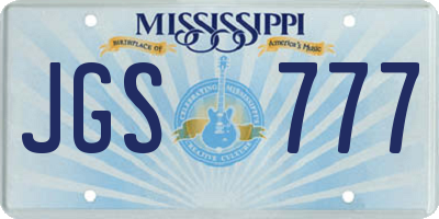 MS license plate JGS777