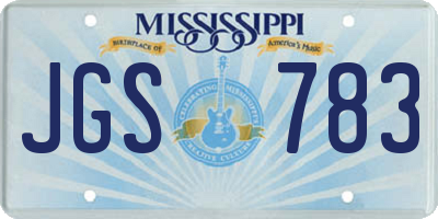 MS license plate JGS783