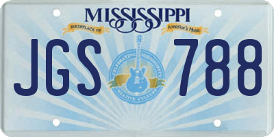 MS license plate JGS788