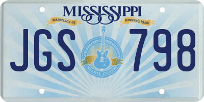 MS license plate JGS798