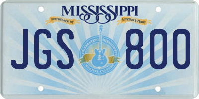 MS license plate JGS800