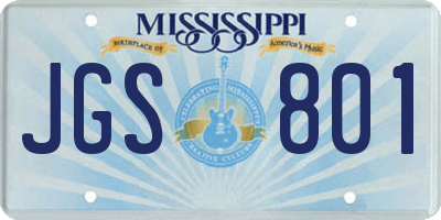 MS license plate JGS801