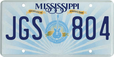 MS license plate JGS804