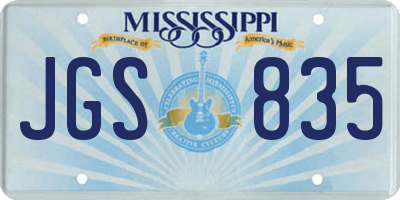 MS license plate JGS835