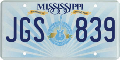 MS license plate JGS839