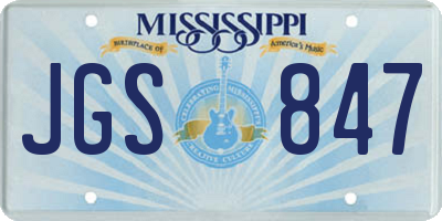 MS license plate JGS847