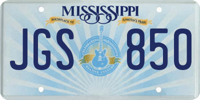 MS license plate JGS850