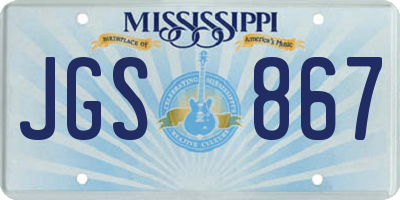 MS license plate JGS867