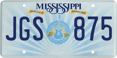 MS license plate JGS875