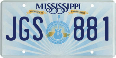 MS license plate JGS881