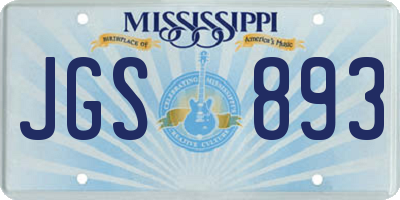 MS license plate JGS893