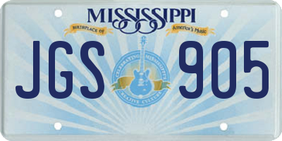 MS license plate JGS905