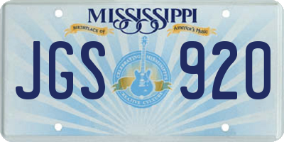 MS license plate JGS920