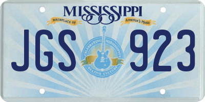 MS license plate JGS923
