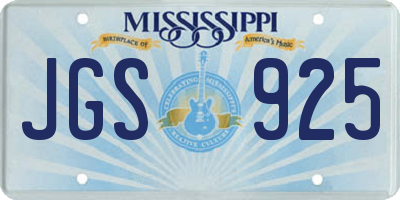 MS license plate JGS925
