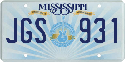 MS license plate JGS931
