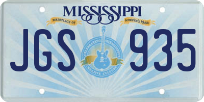 MS license plate JGS935